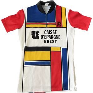 Vintage 80s Tour France Caisse D’Epargne Breast Burdigala Large Cycling Jersey